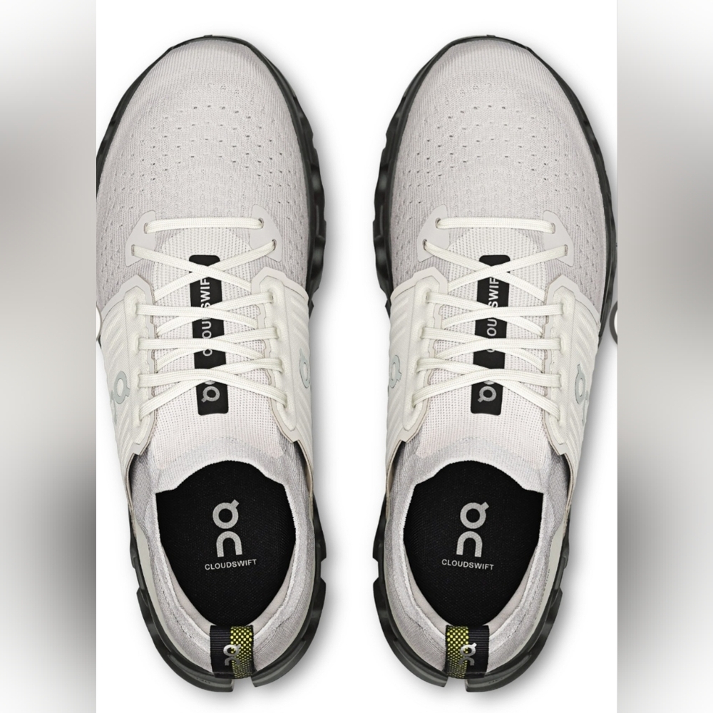 On Running Cloudswift Men's Athletic Shoes in White and Black